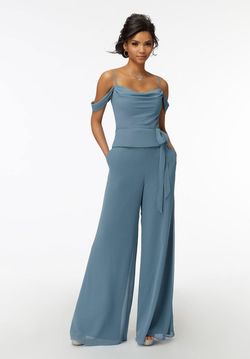 Style 21739 MoriLee Blue Size 12 Black Tie Jumpsuit Dress on Queenly