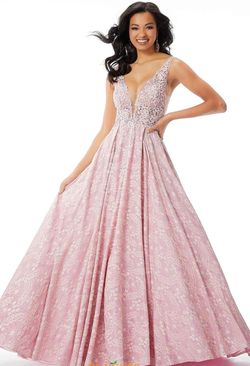 Style Belle MoriLee Pink Size 4 Lace Train Floor Length Ball gown on Queenly