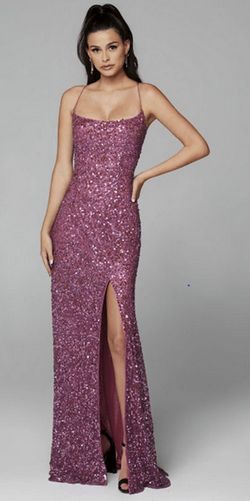 Style 3290 Primavera Purple Size 10 Side slit Dress on Queenly