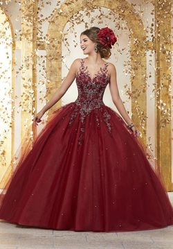 Style Ysabel MoriLee Red Size 4 Burgundy Black Tie Pageant Floor Length Ball gown on Queenly