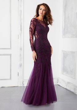Style Maryn MoriLee Purple Size 10 Black Tie Sequined Military Mermaid Dress on Queenly