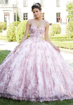 Style Sophia MoriLee Light Pink Size 20 Floor Length Rose Gold Prom Ball gown on Queenly