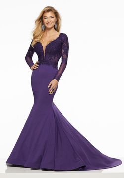 Style 43123 MoriLee Purple Size 12 Flare Plus Size Prom Mermaid Dress on Queenly