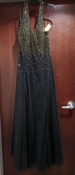 Style 9002 Cassandra Stone Black Size 14 Floor Length Shiny A-line Dress on Queenly