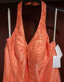 Style 2001 Mac Duggal Orange Size 14 Plus Size Tall Height Macduggal A-line Dress on Queenly