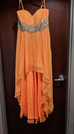 Style 0768 Colors Orange Size 14 Tulle Midi Cocktail Dress on Queenly