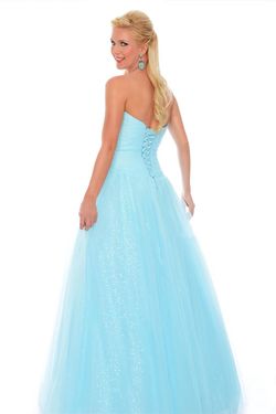 Style P21081 Precious Formals Blue Size 10 Tulle Sequin Ball gown on Queenly