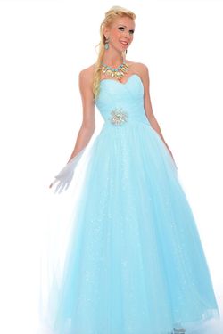 Style P21081 Precious Formals Blue Size 10 Jewelled Floor Length Strapless Tall Height Ball gown on Queenly