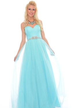 Style P21095 Precious Formals Blue Size 12 Wedding Guest Strapless Pageant Ball gown on Queenly