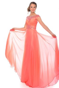 Style L70118 Precious Formals Orange Size 14 Floor Length Plus Size Straight Dress on Queenly