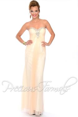 Style P21011 Precious Formals Gold Size 2 Floor Length A-line Straight Dress on Queenly