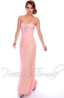 Style P21011 Precious Formals Pink Size 6 A-line Black Tie Straight Dress on Queenly