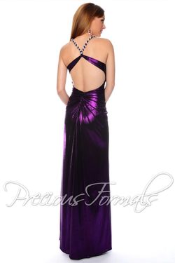 Style P21017 Precious Formals Purple Size 2 Black Tie Straight Dress on Queenly