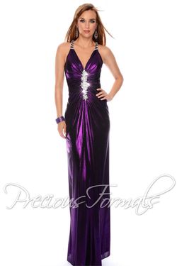 Style P21017 Precious Formals Purple Size 2 Tall Height Halter Floor Length Straight Dress on Queenly