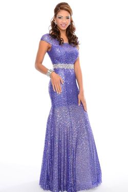 Style L21030 Precious Formals Purple Size 8 Black Tie Pageant Mermaid Dress on Queenly