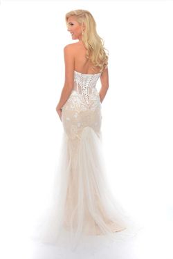 Style C70178 Precious Formals Nude Size 8 Strapless Floor Length Sheer Mermaid Dress on Queenly