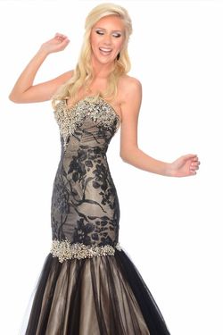 Style L70208 Precious Formals Black Tie Size 10 Mermaid Dress on Queenly