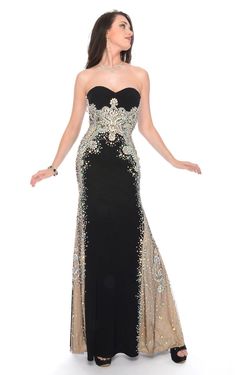 Style P35110 Precious Formals Black Tie Size 4 Mermaid Strapless Straight Dress on Queenly