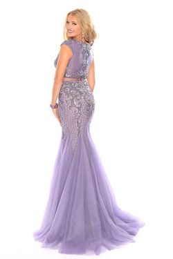 Style RVC70227 Precious Formals Purple Size 6 Pageant Floor Length Two Piece Prom Mermaid Dress on Queenly