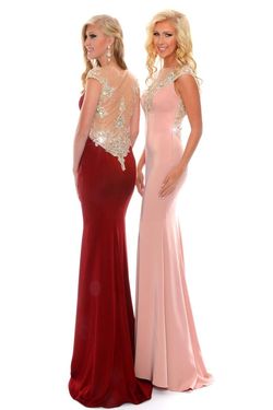 Style P35091 Precious Formals Red Size 2 Satin Floor Length Burgundy Mermaid Dress on Queenly