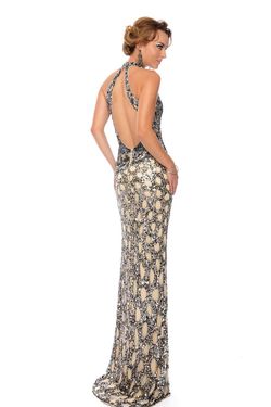 Style P9117 Precious Formals Gold Size 0 Tall Height Prom Euphoria Side slit Dress on Queenly