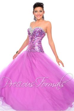 Style O10532 Precious Formals Purple Size 6 Black Tie Ball gown on Queenly