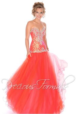 Style O10572 Precious Formals Orange Size 6 Floor Length Sequin Ball gown on Queenly