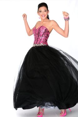 Style O21021 Precious Formals Pink Size 6 Black Tie Floor Length Jewelled Ball gown on Queenly
