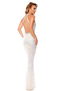 Style P9167 Precious Formals Nude Size 4 Military Tall Height Halter Mermaid Dress on Queenly