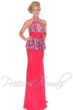 Style P46742 Precious Formals Hot Pink Size 10 Black Tie Straight Dress on Queenly
