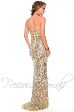 Style P9058 Precious Formals Nude Size 8 Strapless Pattern Jewelled Side slit Dress on Queenly