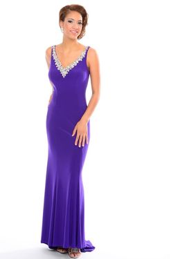 Style L30362 Precious Formals Purple Size 6 Black Tie Side slit Dress on Queenly