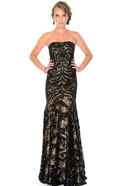 Style L46736 Precious Formals Black Size 4 Jewelled Pageant Floor Length Sequin Straight Dress on Queenly