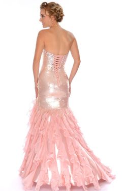 Style L55302 Precious Formals Pink Size 6 Shiny Sequin Side slit Dress on Queenly