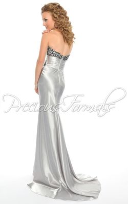 Style L20982 Precious Formals Silver Size 4 Black Tie Straight Dress on Queenly