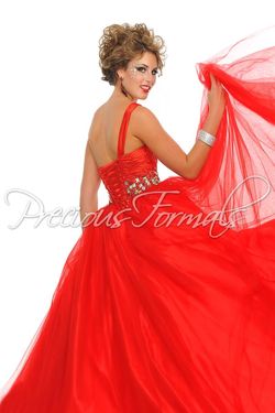 Style P44317 Precious Formals Red Size 8 Black Tie Floor Length A-line Dress on Queenly