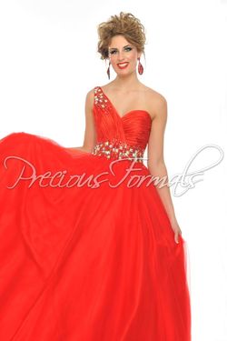 Style P44317 Precious Formals Red Size 8 Black Tie Floor Length A-line Dress on Queenly