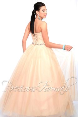 Style P21038 Precious Formals Nude Size 10 Sequined Jewelled Prom Floor Length Ball gown on Queenly