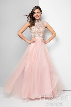 Style 1712P2899 Terani Couture Pink Size 4 Black Tie Pageant Ball gown on Queenly