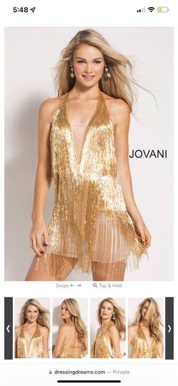 Jovani Gold Size 00 Euphoria Floor Length Black Tie Cocktail Dress on Queenly
