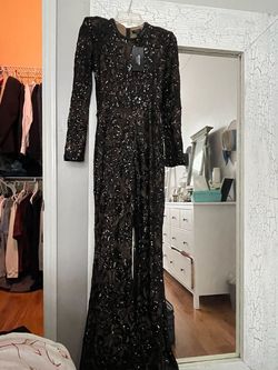 Nadine Merabi Black Size 2 Belt Floor Length Jumpsuit Dress on Queenly