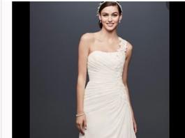 David's Bridal White Size 10 Embroidery Straight Dress on Queenly