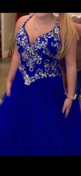 Mac Duggal Royal Blue Size 8 Floor Length Ball gown on Queenly