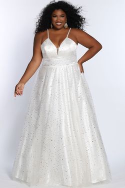 Style SC7327 White Size 14 A-line Dress on Queenly