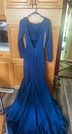 Jovani Blue Size 10 Black Tie Military Mermaid Dress on Queenly