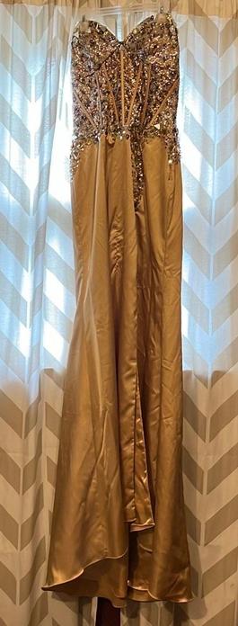 Nina Canacci Gold Size 8 Prom Side slit Dress on Queenly
