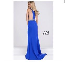 Jovani Royal Blue Size 0 Train Pageant Black Tie Straight Dress on Queenly
