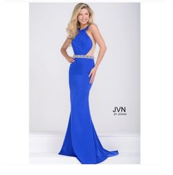 Jovani Blue Size 0 Black Tie Military Prom Straight Dress on Queenly