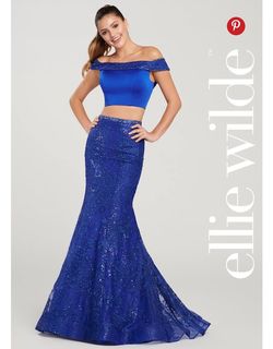 Ellie Wilde Blue Size 2 Shiny Prom Floor Length Mermaid Dress on Queenly