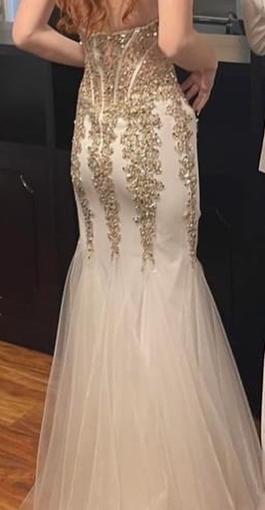 Jovani White Size 00 Floor Length Pageant Beaded Top Corset Mermaid Dress on Queenly
